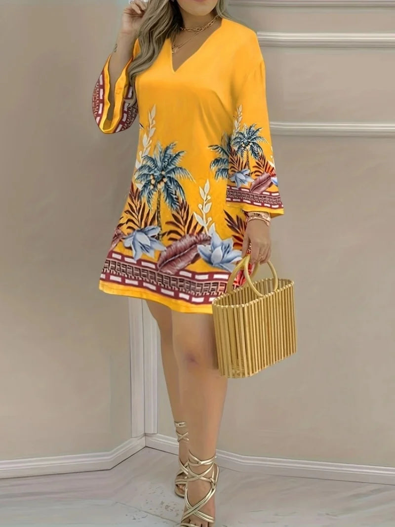 Plus Size Summer Dress for Women Short Sleeve Fitted Mini Dress Y2K Flare Dress Work Dress Casual Party Dress