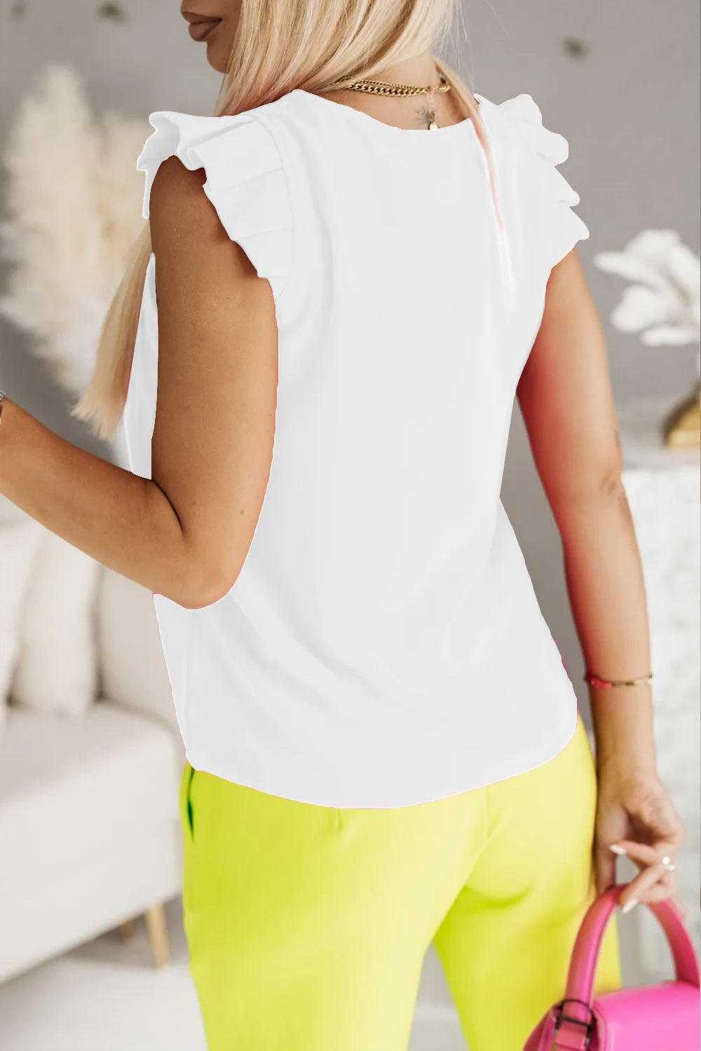 Orange Casual Blouse for Women New Fashion Ruffles V Neck Pleated Splicing Summer Crop Top White Office Lady Shirts Blusas